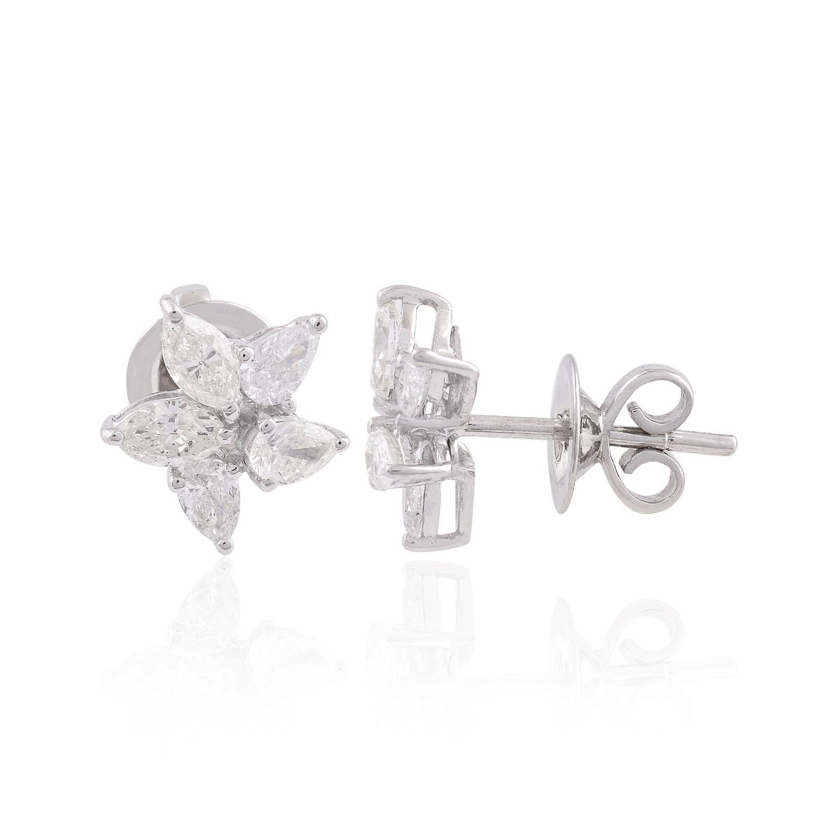 1.35 TCW Solid 18 Kt White Gold SI Clarity HI Color Diamond Fine Minimalist Stud Earrings