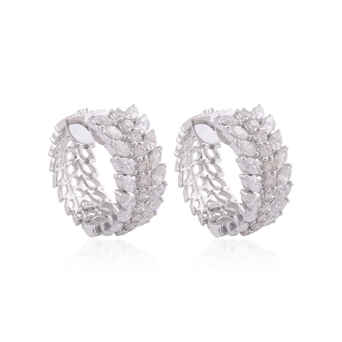 18k White Gold 4.85 Carats SI Clarity HI Color Diamond Hoop Earrings Jewelry For Women