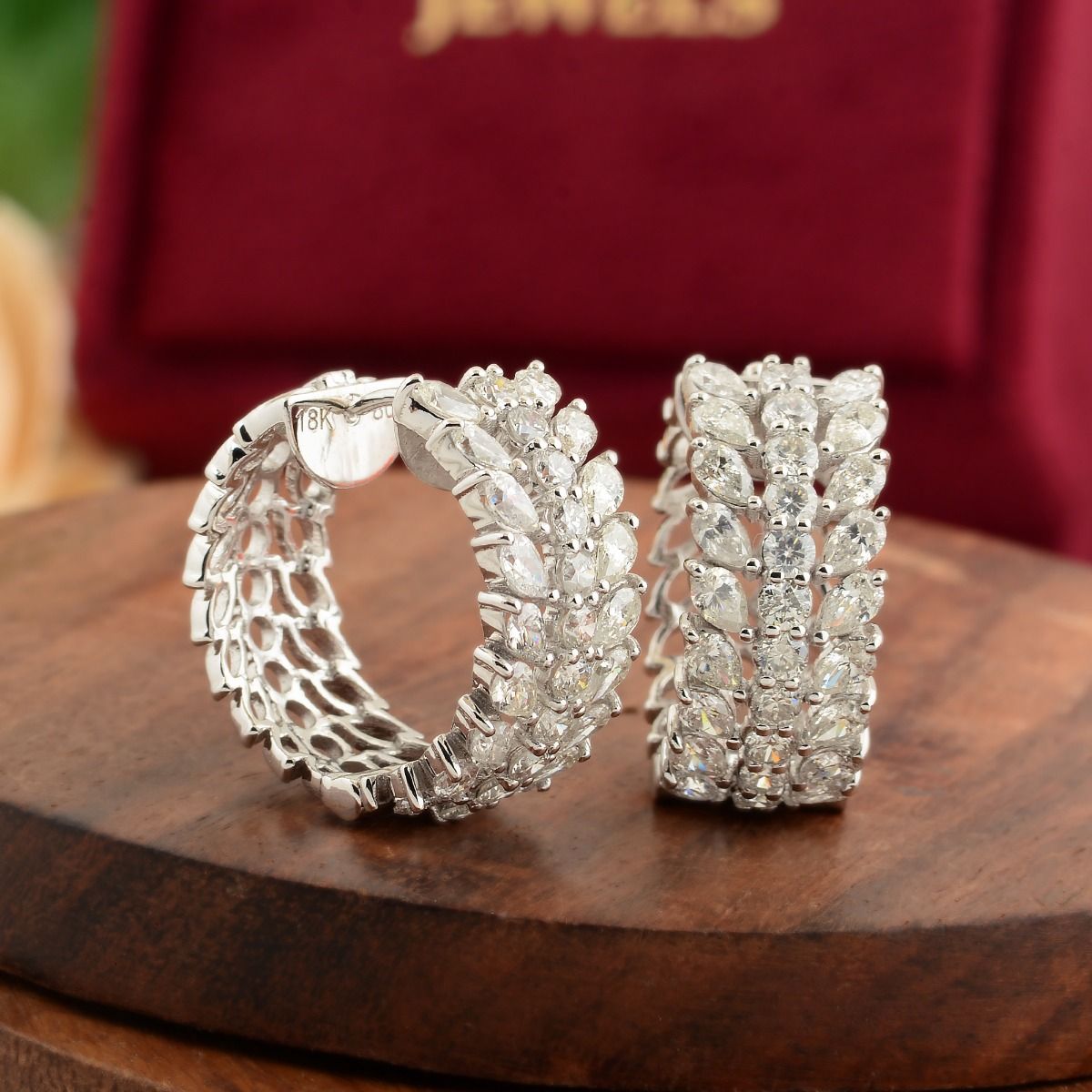 18k White Gold 4.85 Carats SI Clarity HI Color Diamond Hoop Earrings Jewelry For Women