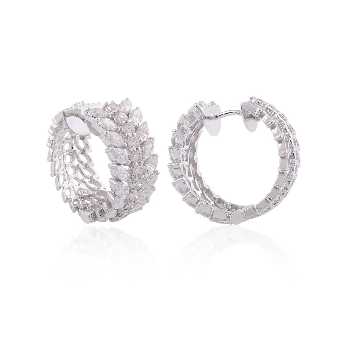 18k White Gold 4.85 Carats SI Clarity HI Color Diamond Hoop Earrings Jewelry For Women