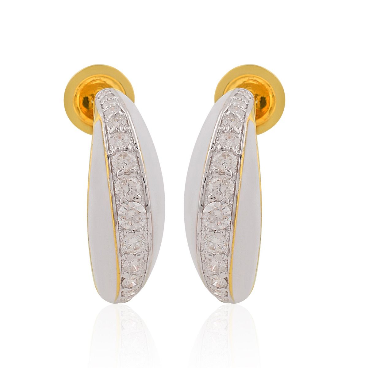 18k Yellow Gold 7.59 Carats SI Clarity HI Color Diamond Semi Hoop Earrings Jewelry For Her , Gift For Women