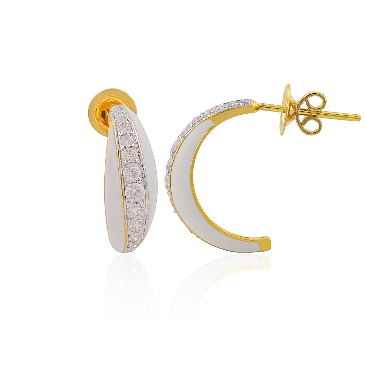 18k Yellow Gold 7.59 Carats SI Clarity HI Color Diamond Semi Hoop Earrings Jewelry For Her , Gift For Women