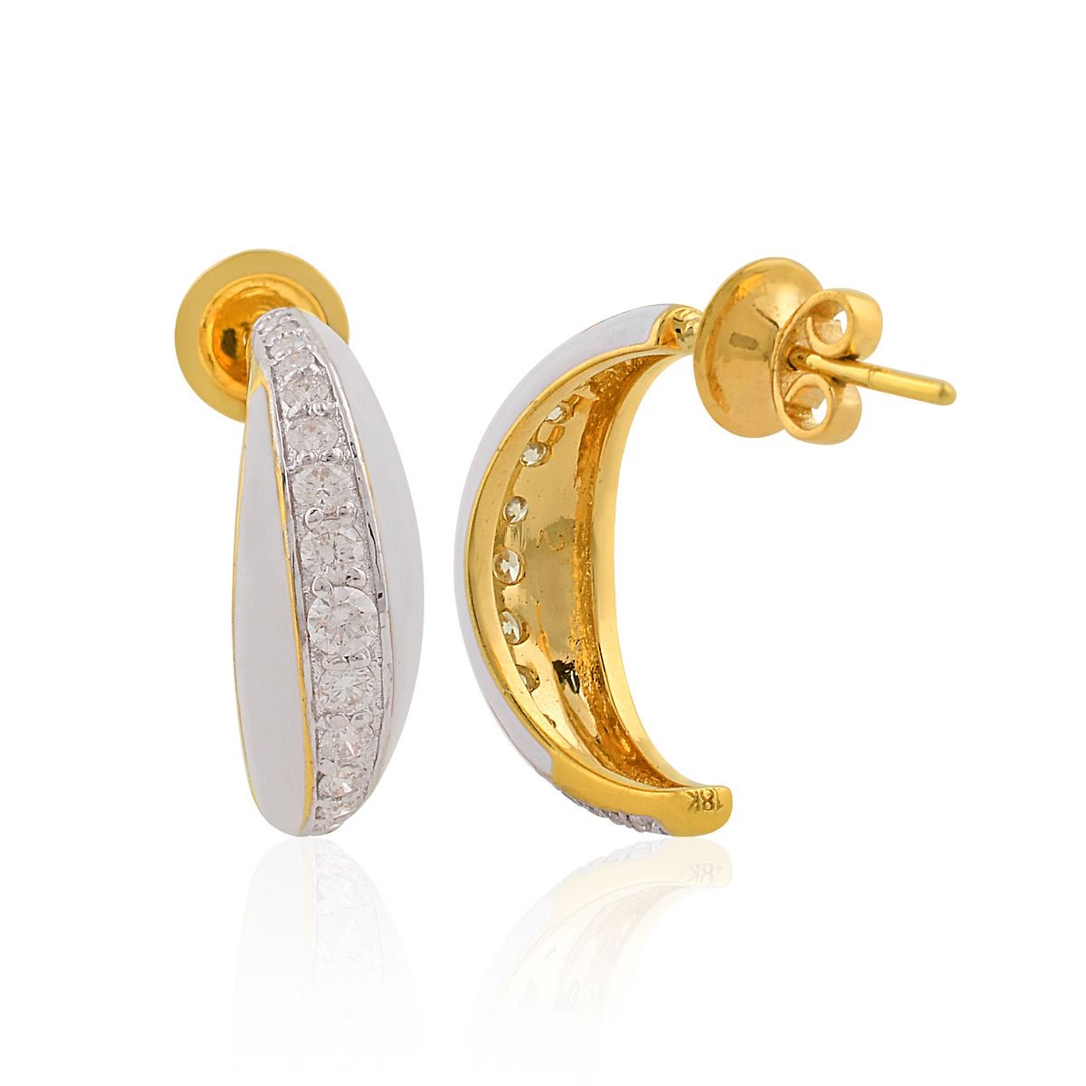 18k Yellow Gold 7.59 Carats SI Clarity HI Color Diamond Semi Hoop Earrings Jewelry For Her , Gift For Women