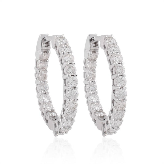 18k White Gold 1.30 TCW SI Clarity HI Color Diamond Hoop Earrings For Women |Pair Of Hoop Earrings |Diamond Jewelry |Gift For Her |Gift For Mom