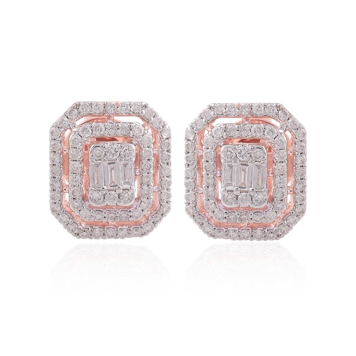 18k Rose Gold 0.80 TCW Si Clarity Hi color Diamond Hexagon Shaped Studs |Studs For Girls|Jewelry For Women |Party Wear Studs |Anniversary Gift For Her