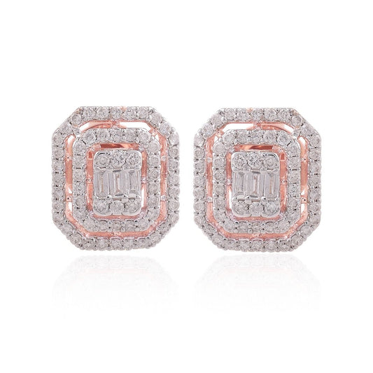 18k Rose Gold 0.80 TCW Si Clarity Hi color Diamond Hexagon Shaped Studs |Studs For Girls|Jewelry For Women |Party Wear Studs |Anniversary Gift For Her