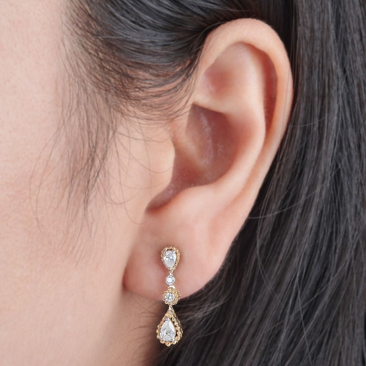 18k Yellow Gold 0.74 Carats SI Clarity Hi Color Diamond Small Dangle Earrings Jewelry For Women