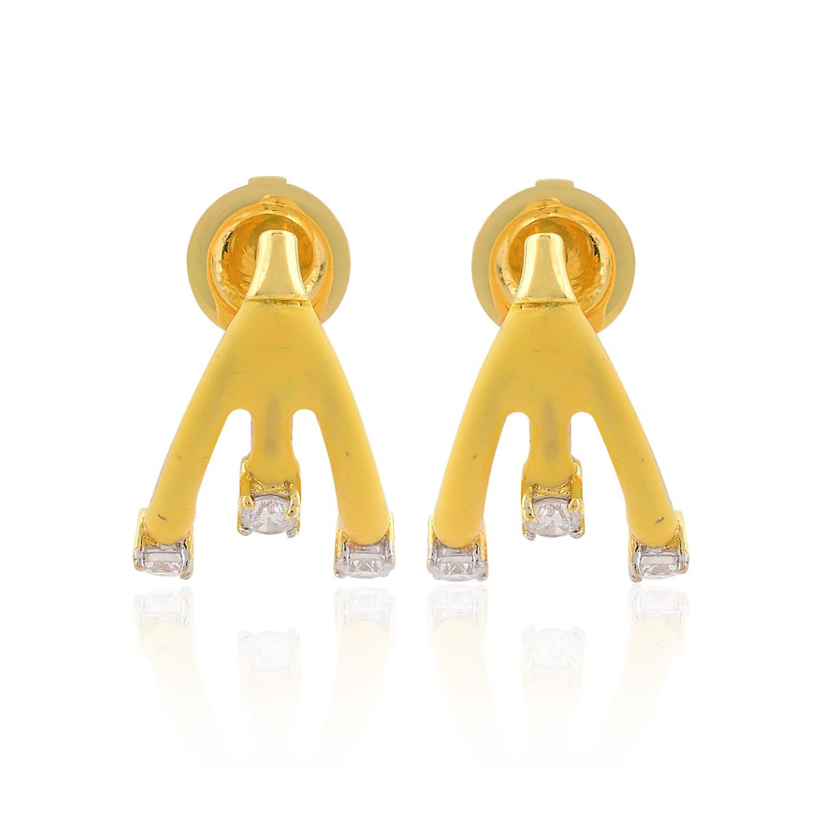 18k Yellow Gold 0.44 TCW SI Clarity HI Color Diamond Yellow Enamel Stud Earrings Jewelry For Women , Pair Of Stud Earrings