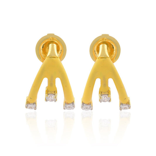 18k Yellow Gold 0.44 TCW SI Clarity HI Color Diamond Yellow Enamel Stud Earrings Jewelry For Women , Pair Of Stud Earrings