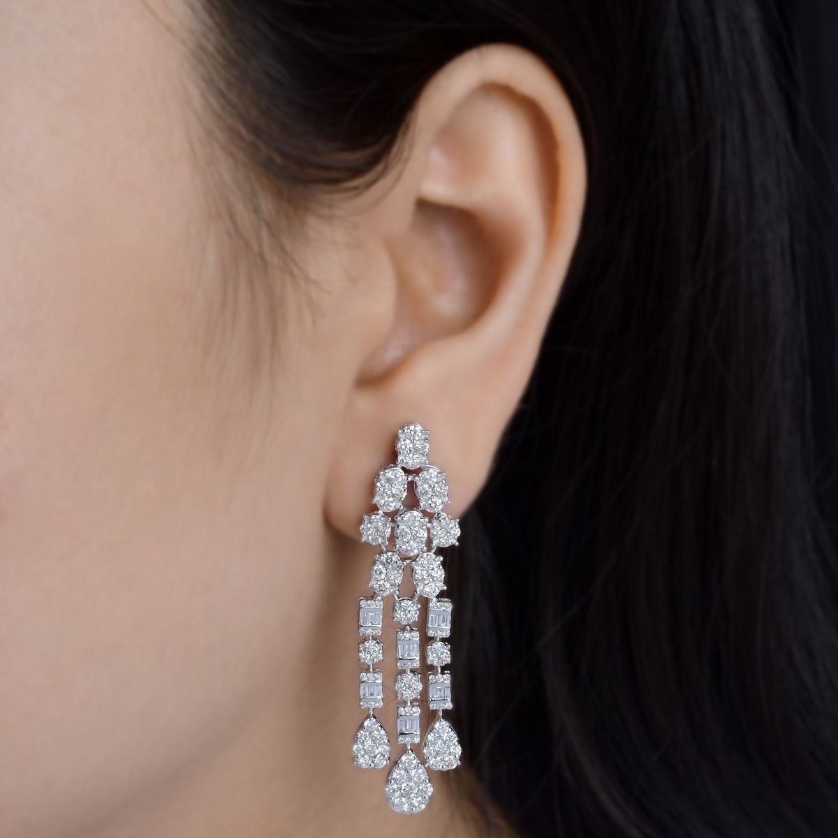 3.75 Ct. SI Clarity HI Color Diamond In18kt White Gold Chandelier Earrings For Women |Bridal Set Earrings |Chandelier Earrings |Jewelry For Women