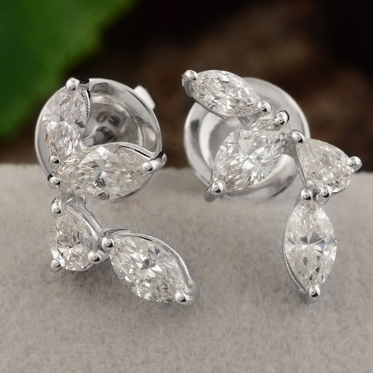 18k White Gold 1.15 TCW SI Clarity HI Color Diamond Marquise Shape Leaf Earrings |Diamond Studs |Gold Jewelry |Anniversary Gift |Jewelry For Women