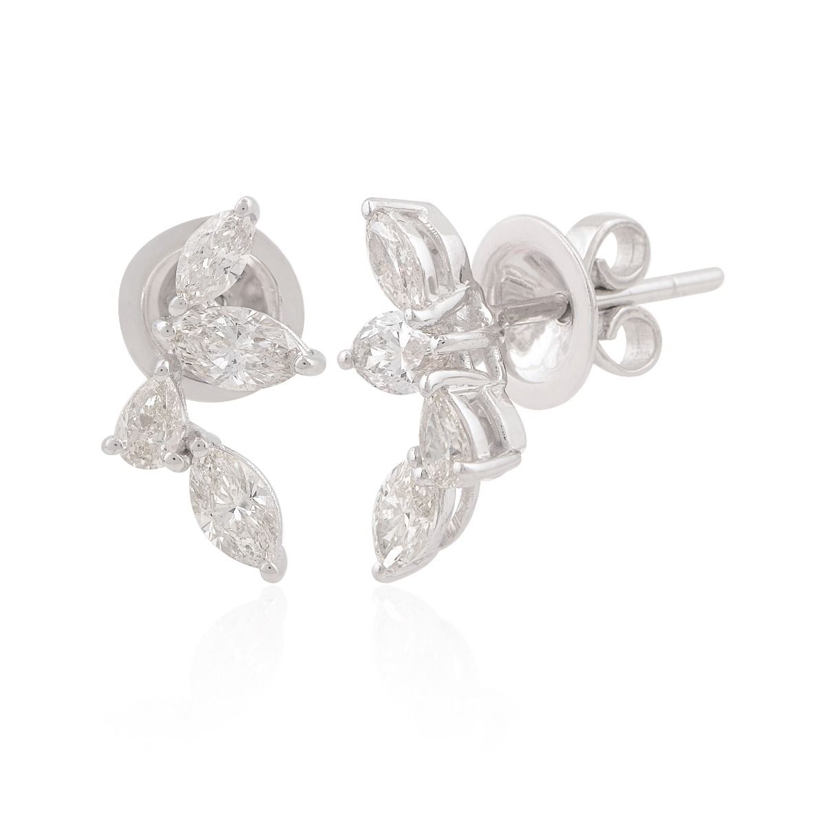 18k White Gold 1.15 TCW SI Clarity HI Color Diamond Marquise Shape Leaf Earrings |Diamond Studs |Gold Jewelry |Anniversary Gift |Jewelry For Women