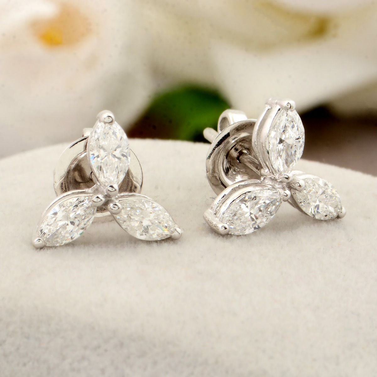 18k White Gold 1.21 TCW SI Clarity HI color Diamond Stud Earrings Jewelry For Women