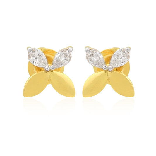 18k Yellow Gold 0.66 TCW SI Clarity HI Color Marquise Diamond Stud Earring jewelry For Women