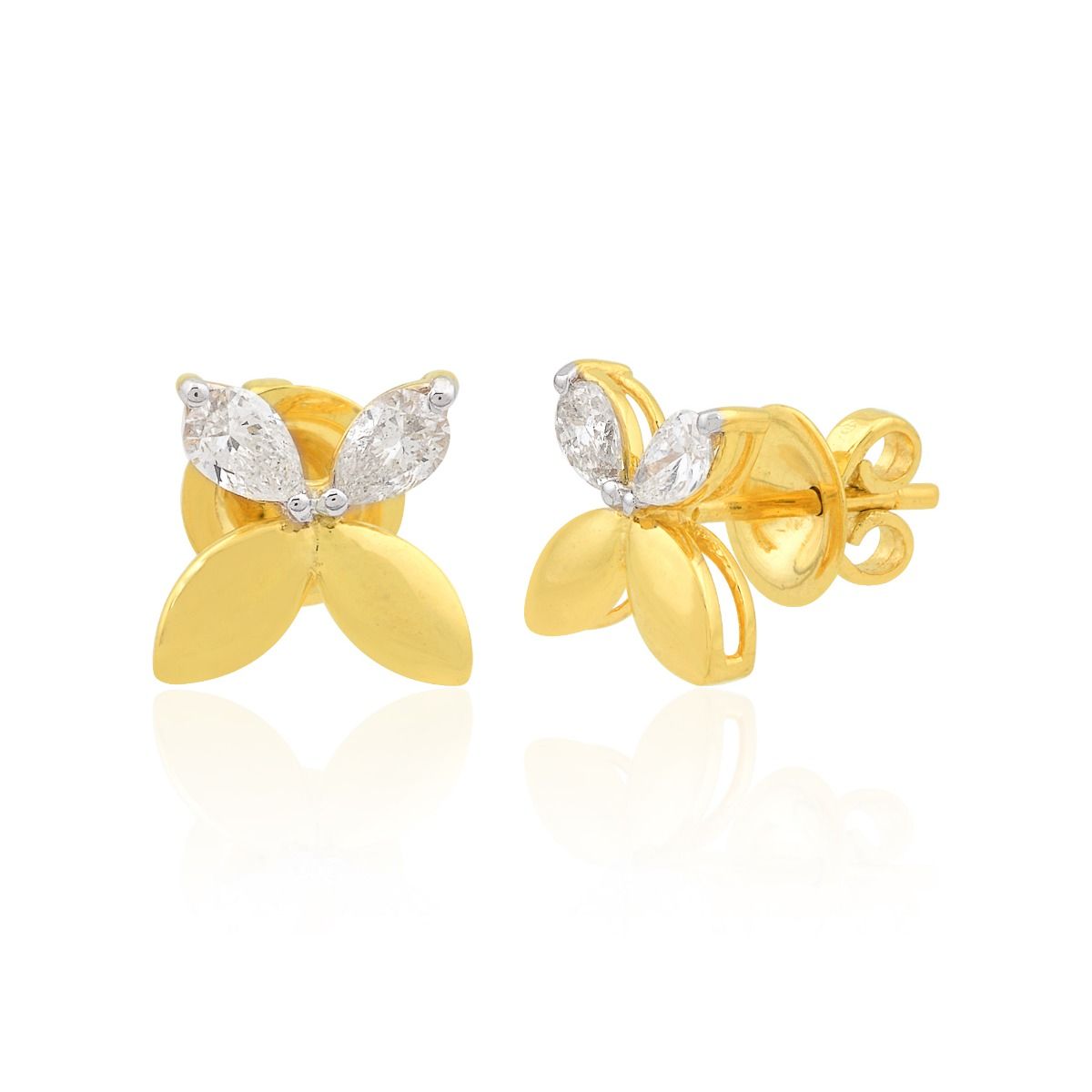 18k Yellow Gold 0.66 TCW SI Clarity HI Color Marquise Diamond Stud Earring jewelry For Women