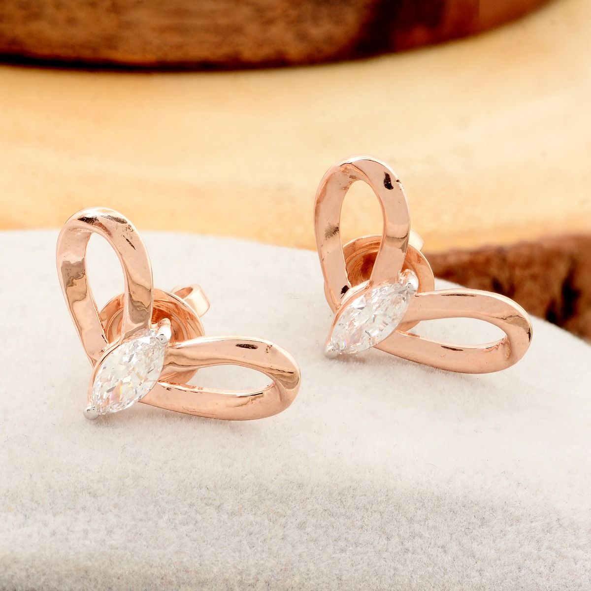 18k Rose Gold 0.51 TCW SI Clarity HI Color Diamond Party Wear Earrings Jewelry For Women