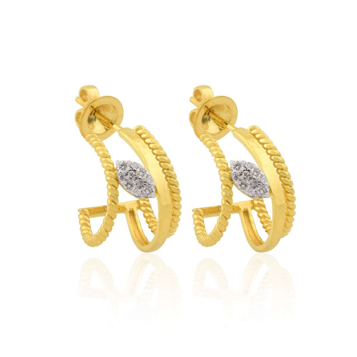 18k Yellow Gold 0.24 Carats SI Clarity HI Color Diamond Stud Party Wear Earrings Jewelry For Women