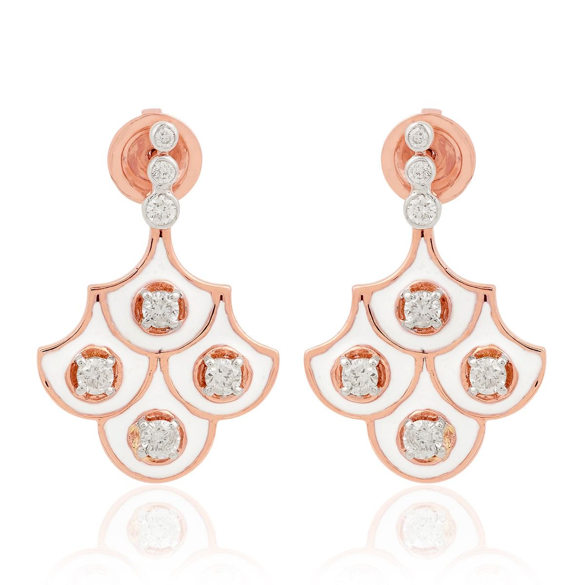 18k Rose Gold 0.88 TCW SI Clarity HI Color Diamond Dangle Earrings Jewelry For Women Gift For Her