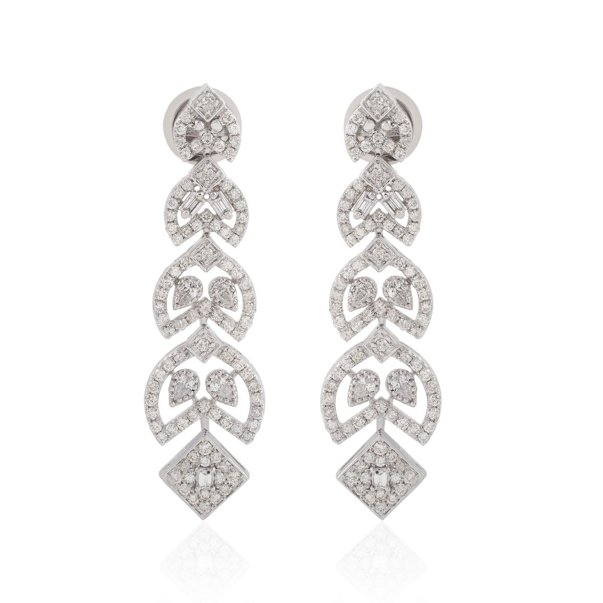 18k White Gold 1.40 TCW SI Clarity HI Color Diamond Chandelier Earrings , Pair Of Chandelier Earrings , Jewelry For Women