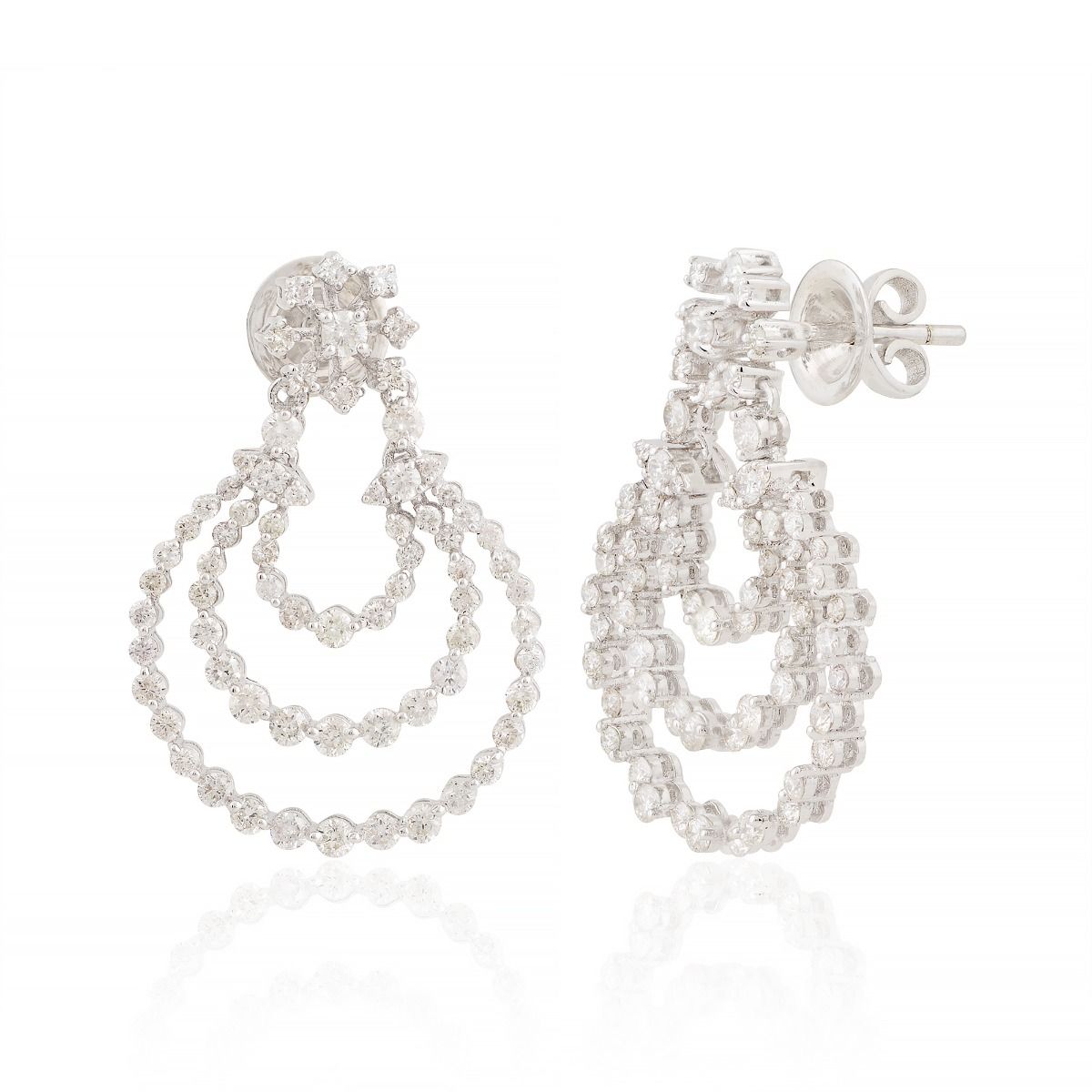 18k White Gold 2.20 TCW SI Clarity HI Color Diamond Dangle Earrings , Jewelry For Women , Dangle Earrings , Gift For Her