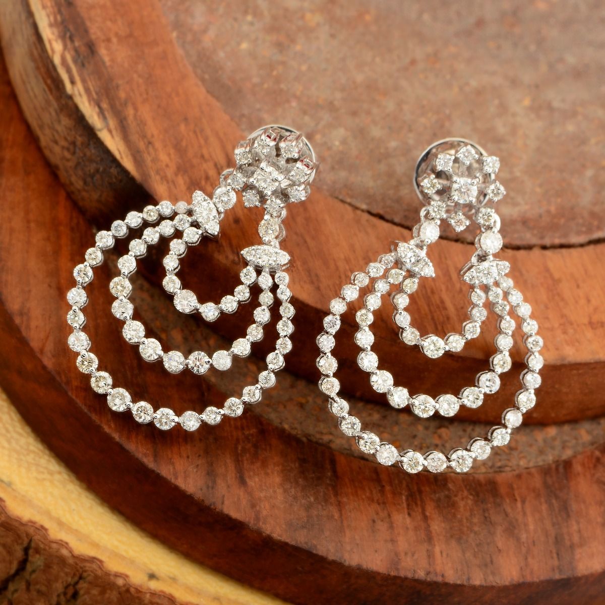 18k White Gold 2.20 TCW SI Clarity HI Color Diamond Dangle Earrings , Jewelry For Women , Dangle Earrings , Gift For Her