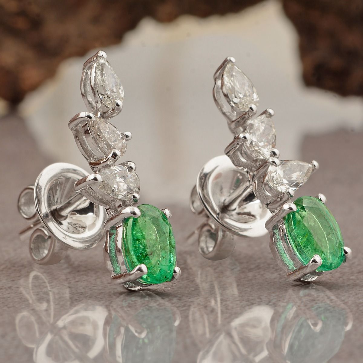 1.80 TCW SI/HI Diamond Stud Earrings 18k White Gold Natural Emerald Jewelry | Gift for Her