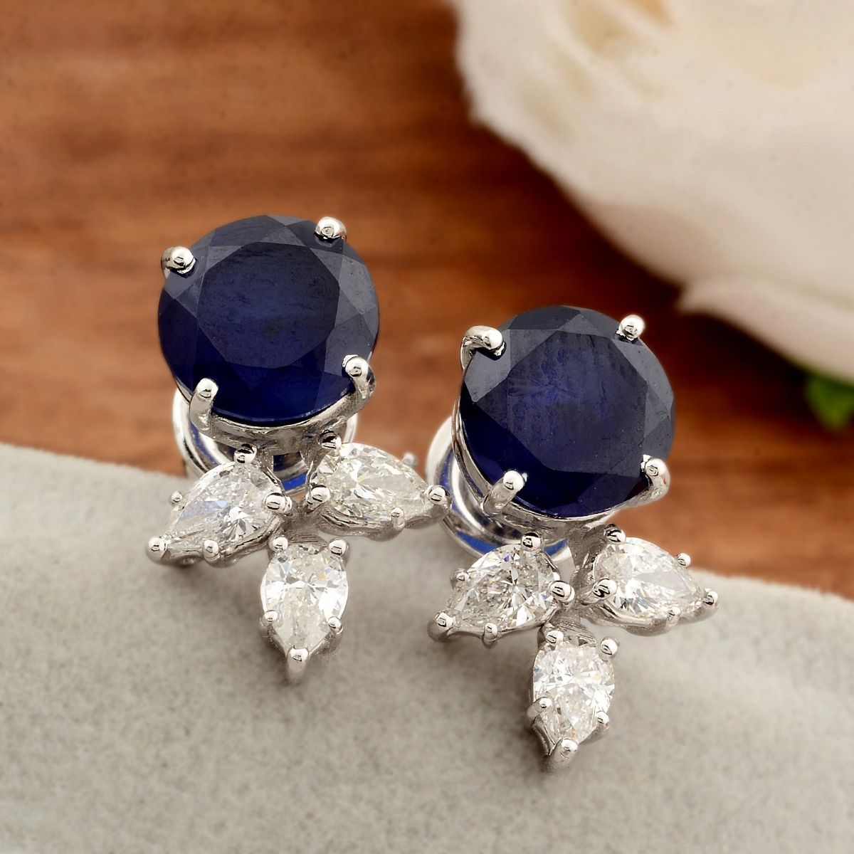 18k White Gold 6.33 SI Clarity HI Color Diamond Processed Gemstone Small Stud Earrings Jewelry For Women