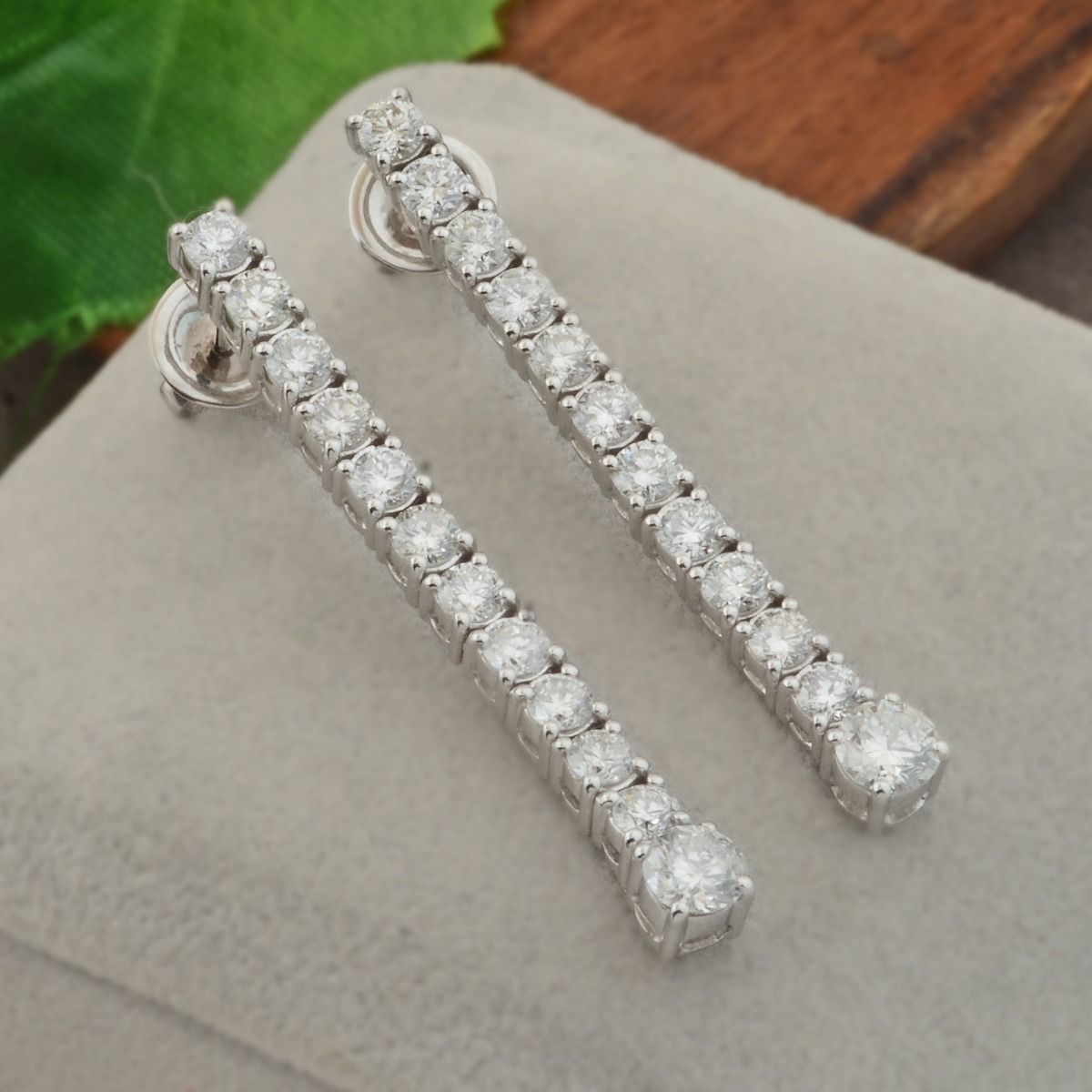 18k White Gold 3.30 TCW SI Clarity HI Color Diamond Dangle Party Wear Earrings Handmade Jewelry For Women