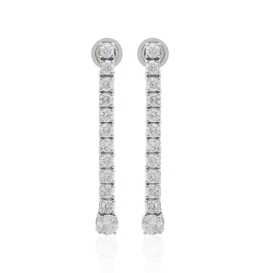 18k White Gold 3.30 TCW SI Clarity HI Color Diamond Dangle Party Wear Earrings Handmade Jewelry For Women