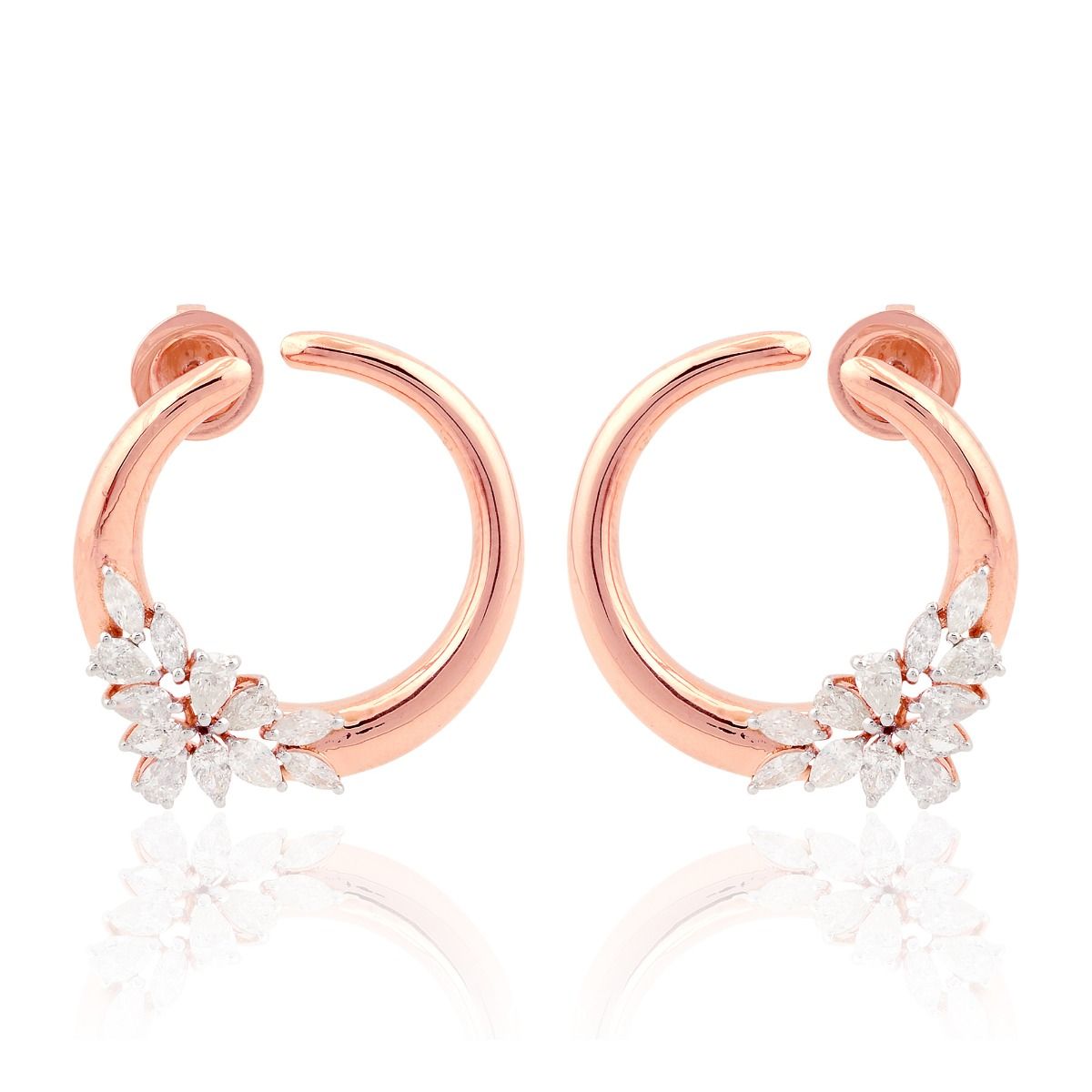 18k Rose Gold 1.60 TCW SI Clarity HI Color Diamond Stud Earrings Gift For Women