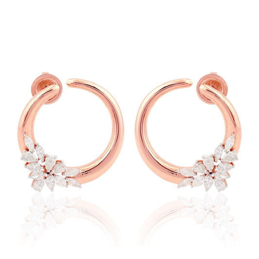 18k Rose Gold 1.60 TCW SI Clarity HI Color Diamond Stud Earrings Gift For Women