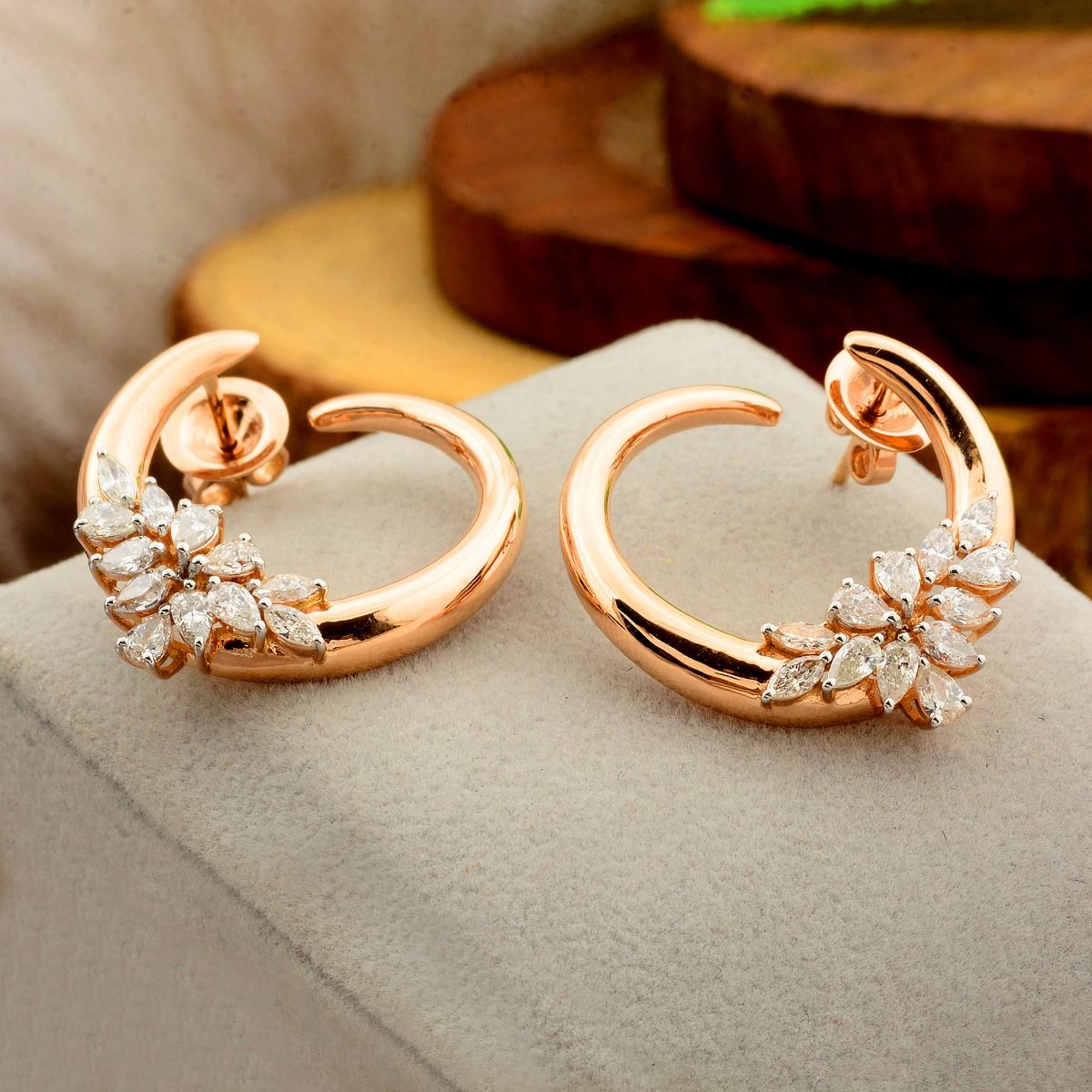 18k Rose Gold 1.60 TCW SI Clarity HI Color Diamond Stud Earrings Gift For Women