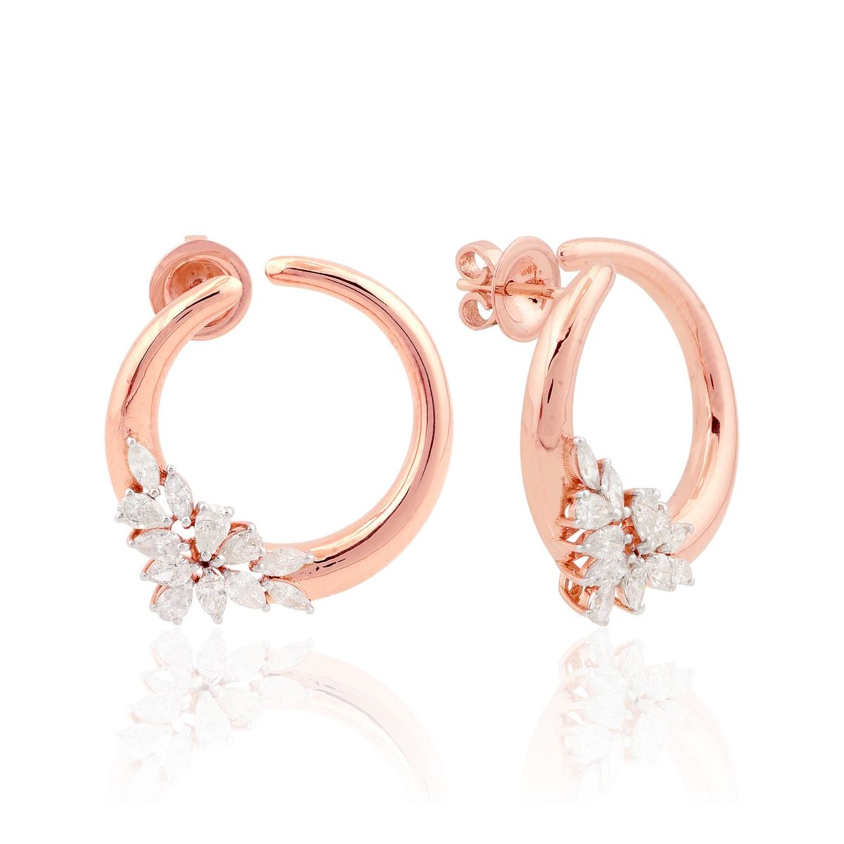 18k Rose Gold 1.60 TCW SI Clarity HI Color Diamond Stud Earrings Gift For Women