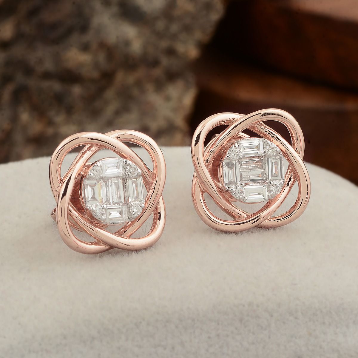 18k Rose Gold 0.50 TCW SI Clarity Hi color Diamond Party Wear Stud Earrings Jewelry For Women