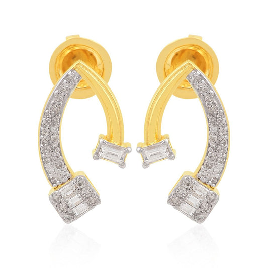 18k Yellow Gold 0.58 TCW SI Clarity HI Color Diamond Stud Earrings |Baguette Diamond Studs |Jewelry For Women |Gift For Women |Anniversary Gift