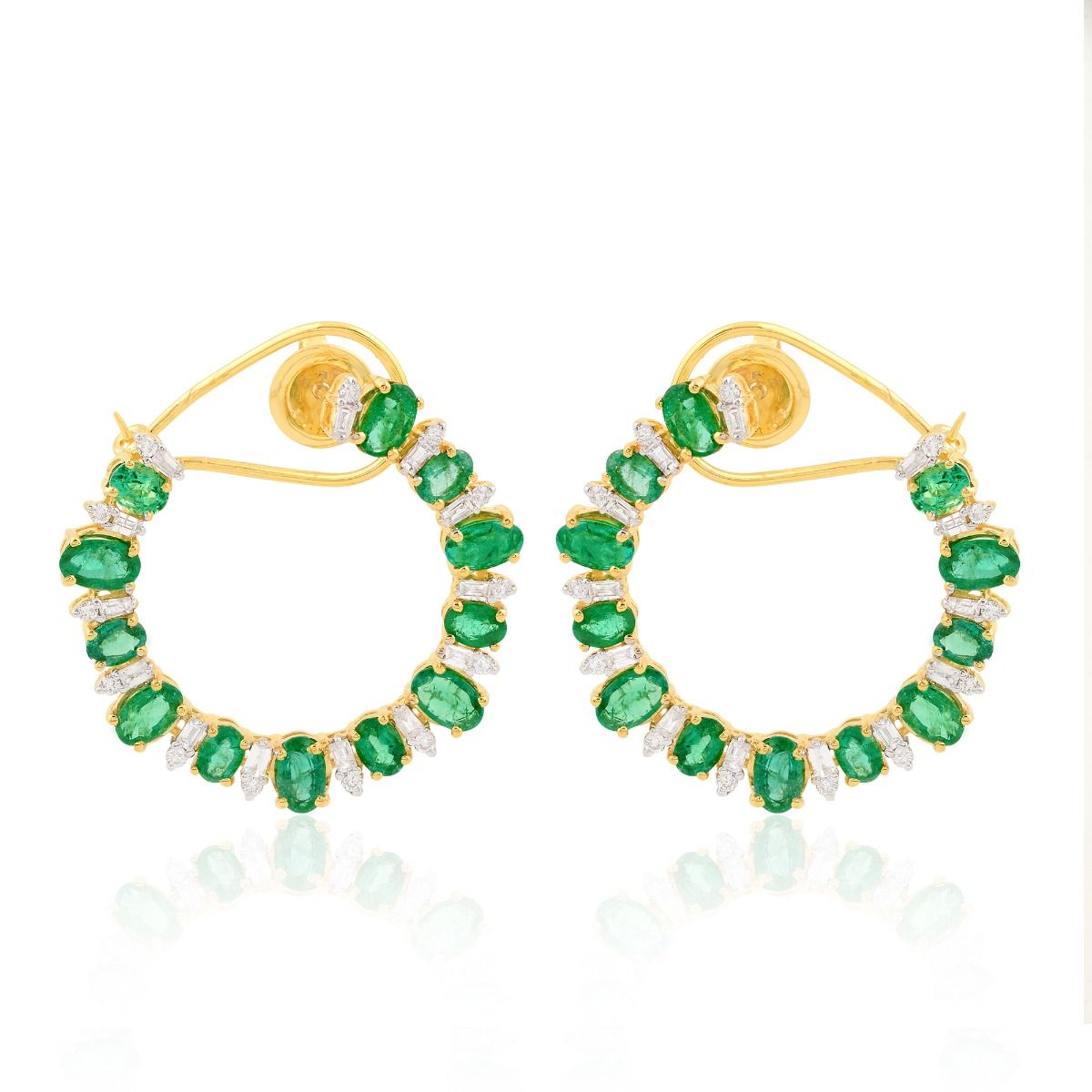 5.84 TCW Emerald Natural Diamond Stud Earrings 18k Yellow Gold Jewelry | Party Wear Earrings Jewelry