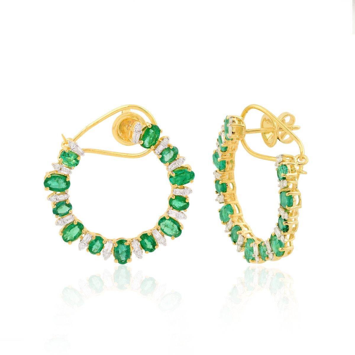 5.84 TCW Emerald Natural Diamond Stud Earrings 18k Yellow Gold Jewelry | Party Wear Earrings Jewelry