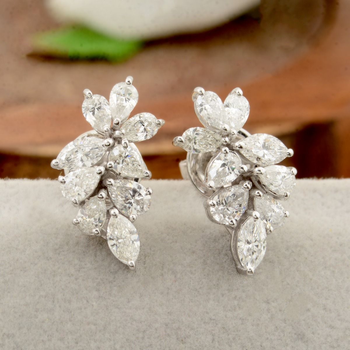 18k White Gold 2.01 SI Clarity HI Color Marquise Diamond Stud earrings Jewelry For Women