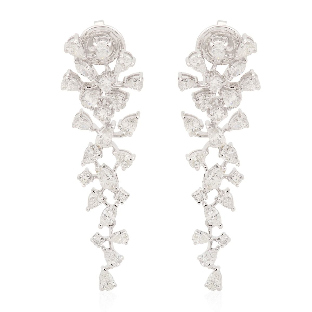 3.60 TCW Natural Diamond Chandelier Dangle Earrings 18k White Gold Jewelry | Party Wear Earrings for Women