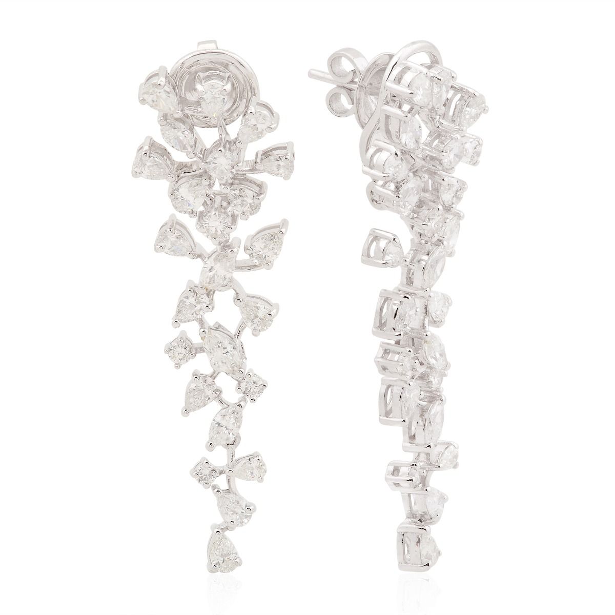 3.60 TCW Natural Diamond Chandelier Dangle Earrings 18k White Gold Jewelry | Party Wear Earrings for Women