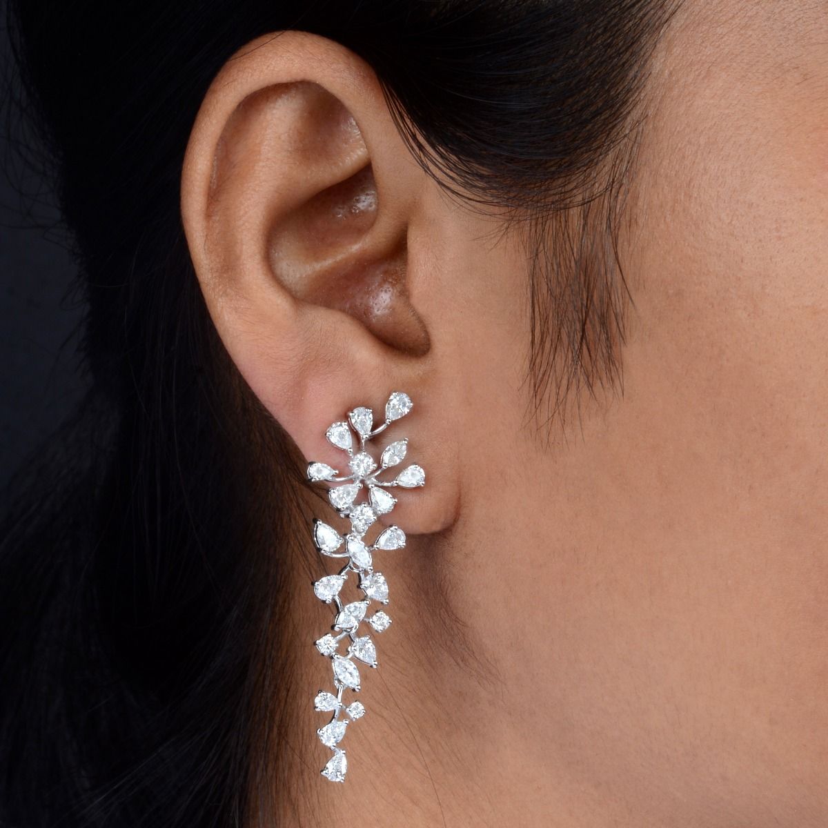 3.60 TCW Natural Diamond Chandelier Dangle Earrings 18k White Gold Jewelry | Party Wear Earrings for Women