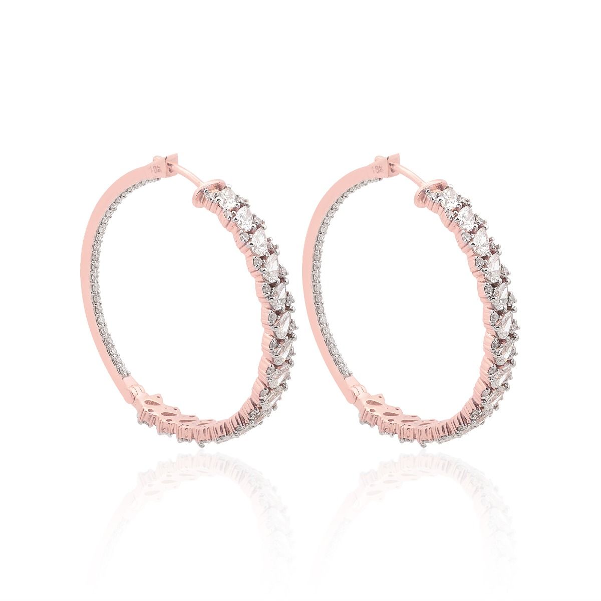 18k Rose Gold 3.35 TCW SI Clarity HI Color Diamond Earrings |Diamond Hoop Earrings |Jewelry For Women|Hoops For Women |Jewelry For Women