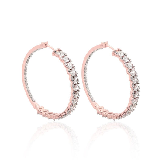 18k Rose Gold 3.35 TCW SI Clarity HI Color Diamond Earrings |Diamond Hoop Earrings |Jewelry For Women|Hoops For Women |Jewelry For Women