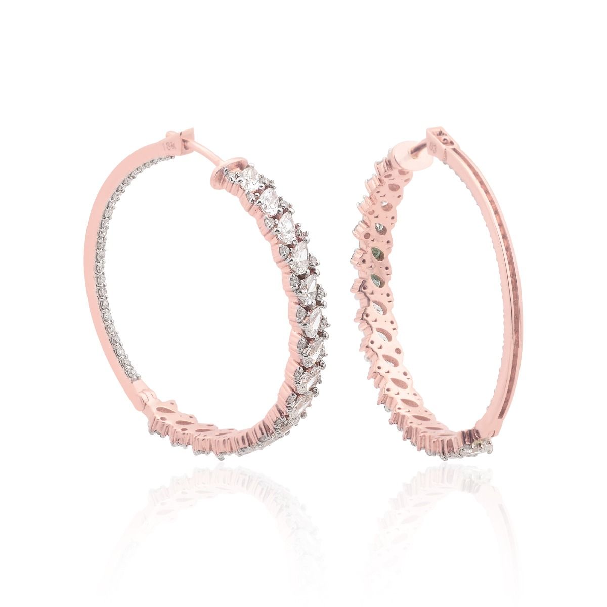 18k Rose Gold 3.35 TCW SI Clarity HI Color Diamond Earrings |Diamond Hoop Earrings |Jewelry For Women|Hoops For Women |Jewelry For Women