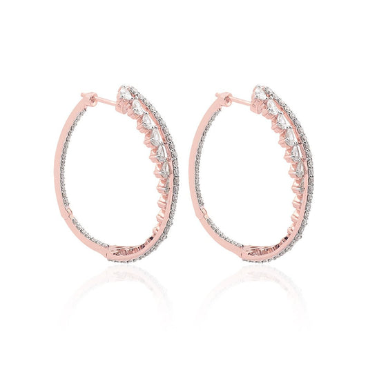 3.35 Carats SI Clarity HI Color Diamond 18k Rose Gold Hoops |Diamond Hoops Earrings |Jewelry For Women |Gift For Her |Anniversary Gift For Her |Diamond Jewelry