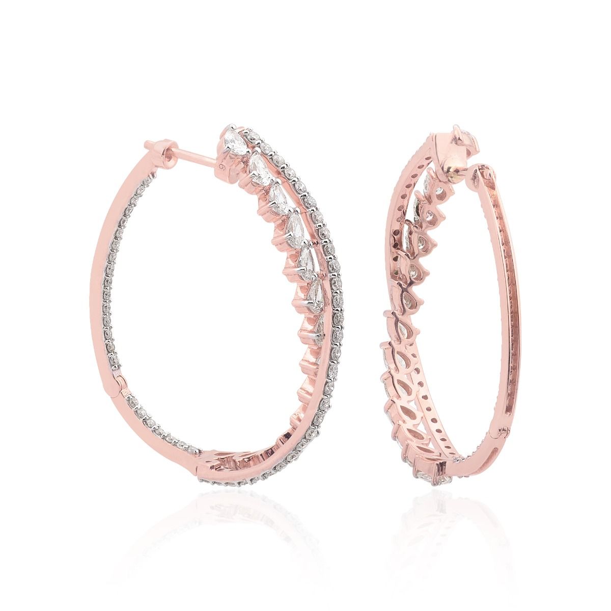 3.35 Carats SI Clarity HI Color Diamond 18k Rose Gold Hoops |Diamond Hoops Earrings |Jewelry For Women |Gift For Her |Anniversary Gift For Her |Diamond Jewelry