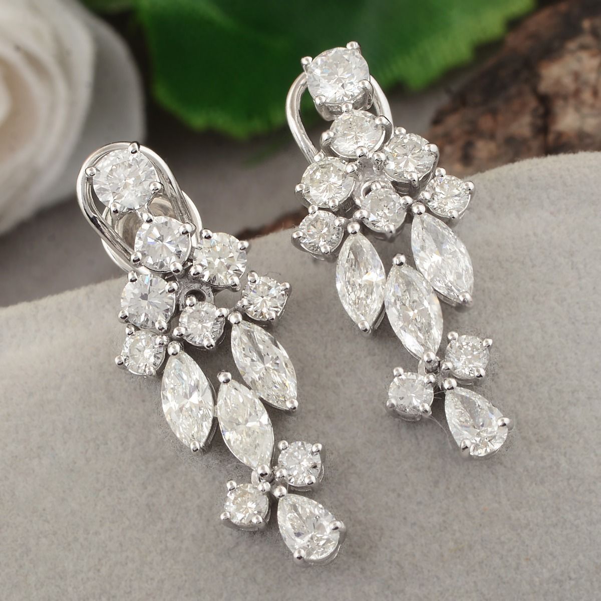 18k White Gold 4.43 TCW SI Clarity HI Color Diamond Earrings |Chandelier Earrings |Bridal Set Earrings |Jewelry For Her |Party Wear Earrings |Gift For Her