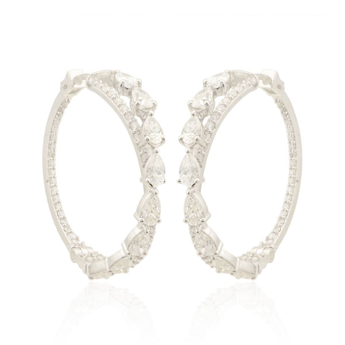 3.60 TCW SI/HI Pear Diamond Hoop Earrings 18k White Gold Jewelry | Birthday Gift for Her