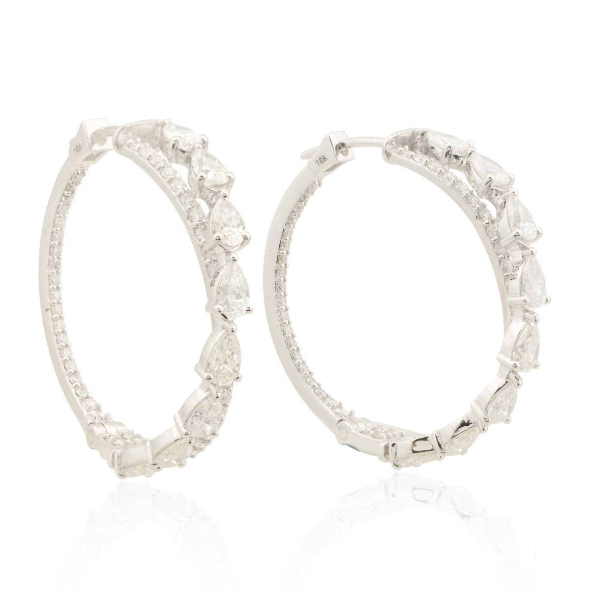 3.60 TCW SI/HI Pear Diamond Hoop Earrings 18k White Gold Jewelry | Birthday Gift for Her