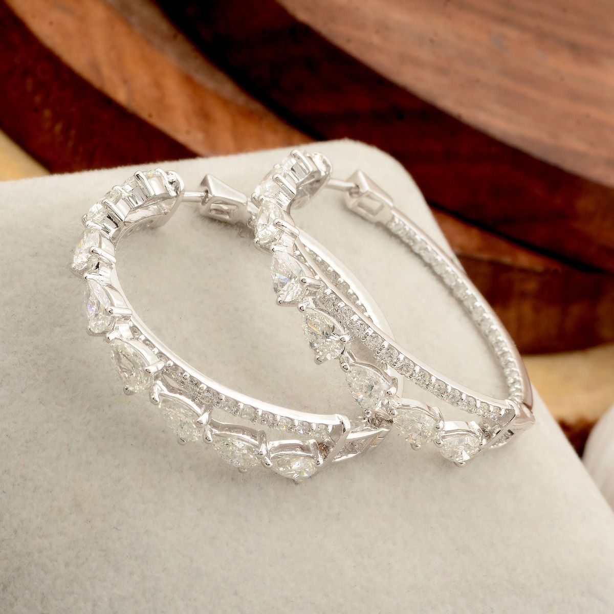 3.60 TCW SI/HI Pear Diamond Hoop Earrings 18k White Gold Jewelry | Birthday Gift for Her